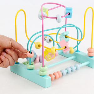 Juguete de laberinto de cuentas montessori de madera de montaña rusa de frutas educativo preescolar para bebé - Product Image 6