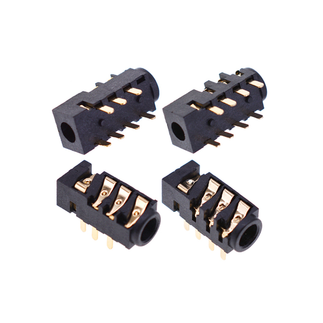 PJ393A 3.5mm 7P/8P Stereo Headphone Jack Gold-plated Contacts 5 Pin Through Hole DIP Mount for Audio Equipment Mobile Devices