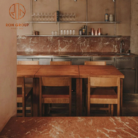 Table à manger en bois massif vieilli texturé naturel avec finition rocheuse ensemble de chaises de table de café pour restaurants