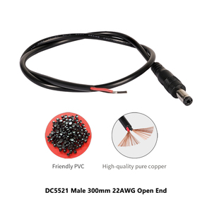 <span class=keywords><strong>ปลั๊กไฟ</strong></span> DC 5521 แบบตัวผู้ ปลายสายเปลือย ขั้วต่อ DC แบบการ์ด สายไฟยาว 30 ซม. ขนาด 22AWG สำหรับ DIY ใช้กับ PoE Injector, Wireless Access Point - Product Image 2
