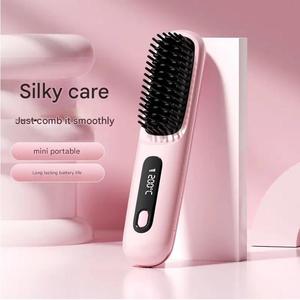 USB Rechargeable Céramique Titane Enduit Étanche Lissage Brosse À Cheveux Chauffage Rapide Ionique Soins pour Voyage Styling - Product Image 2