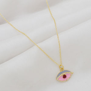 Collier en argent sterling 925 EvilEye plaqué or avec pierre précieuse en céramique émaillée zircone cubique et grenat cadeau - Product Image 2