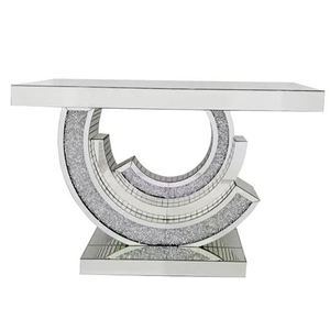 Modern Luxury Silver Living Room Console <b>Table</b> Shattered Crystal Diamond Bent Glass <b>Mirror</b> Handmade Home Furniture for Entryway - Product Image 1