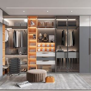 <span class=keywords><strong>Armadio</strong></span> Moderno Personalizzabile in Legno Massello con <span class=keywords><strong>Ante</strong></span> Scorrevoli e Specchio per Camera da Letto - Product Image 3