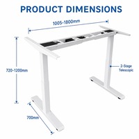 Bureau debout intelligent moderne, ergonomique, réglable en hauteur, structure en fer, capacité de charge de 120 kg, double moteur, assis-debout, avec garantie de 5 ans