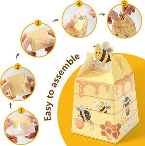 Cajas de Dulces de Papel con Diseño de Abeja, Cajas de Regalo con Estampado de <span class=keywords><strong>Colmena</strong></span>, Cajas de Recuerdos para Fiestas de Abejas, Decoraciones para Bodas y Cumpleaños - Product Image 4