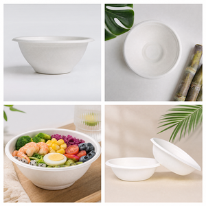 Bol à <span class=keywords><strong>Poke</strong></span> en Bagasse Compostable de 42 oz avec Couvercle en PET – Contenant Alimentaire Jetable Robuste - Product Image 2