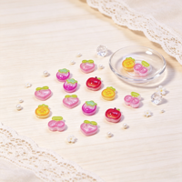 Breloques 3D en résine transparente à paillettes pour ongles, motifs fruits mignons (Pêche, Pomme, Cerise, Mangoustan), mini décorations pour ongles, manucure DIY sucrée