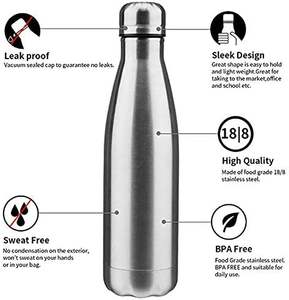 Bouteille d'eau isotherme sous vide en acier inoxydable à double paroi, à goulot étroit, 500 ml, personnalisable, 17 oz, pour le sport, avec revêtement en caoutchouc, pour le yoga, vente en gros - Product Image 6