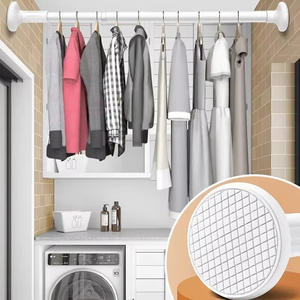 Barra telescópica ajustable de acero inoxidable sin taladro para colgar cortinas de baño al por mayor - Product Image 6