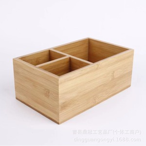 Bamboo Desktop Storage <b>Box</b> With Tissue Holder And Compartment Organizer For Office Or Home Use - Product Image 3