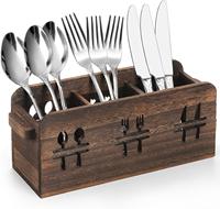 Porte-couverts en bois à 3 compartiments, boîte de rangement pour couverts, décoration de comptoir de cuisine, organisateur pour fourchettes, cuillères, couteaux