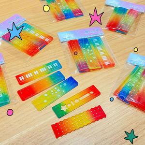 Règle en plastique colorée à dégradé de couleurs, 7 cm, mini règle pour élèves du primaire avec lignes ondulées, lot de 5 pièces - Product Image 4