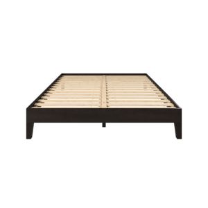 DB Nix Modern Double Bed <b>Frame</b> Queen Platform Bed in Black with Teak and MDF Wood for Home or Apartment <b>Furniture</b> - Product Image 4