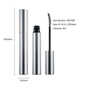 HUIHO kustom tabung maskara Aluminium perak 8ml, sikat maskara nyaman untuk kemasan kosmetik - Product Image 2
