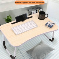 Table de chevet portable pour étudiant, bureau simple pour ordinateur portable avec fente pour cartes et porte-gobelet, petit bureau pour personne paresseuse, bureau de lit pour dortoir