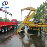Remorque de transport de conteneurs à chargement latéral à 3 essieux, conteneur de 20 pieds, 40 pieds, remorque de transport de conteneurs avec grue montée