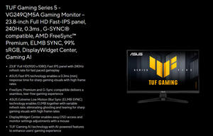 Monitor para juegos A.S.U.S TUF GAMING VG249QM5A original de 23.8 pulgadas FHD 1920×1080 Fast IPS 240Hz con Extreme Low Motion Blur (ELMB) - Product Image 6