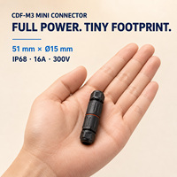 Connecteur compact étanche IP68 CDF-M3 2 3 broches 16A à verrouillage par poussée pour raccord en ligne pour camping-car, bateau, remorque, éclairage de pont 12V 24V