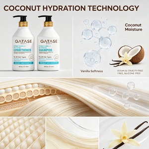 Ensemble Shampooing et Après-Shampooing Hydratant Bio Vegan à la Noix de Coco et au Gingembre Marque Blanche pour Cheveux Secs et Abîmés OEM - Product Image 6