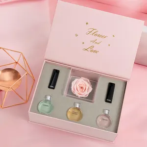Luxus rosa Design machen leere Parfüm flasche Papier verpackung Geschenk boxen mit Magnet deckel benutzer definierte Logo