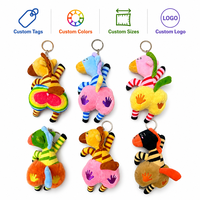 Porte-clés en peluche zèbre amusant avec gros derrière, rayures colorées, breloque de sac en peluche, pendentif de sac à dos unique et doux pour la décoration