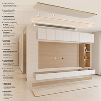 Meuble TV moderne en bois avec LED, rangement et console multimédia intégrée, mobilier de salon, fabrication sur mesure OEM