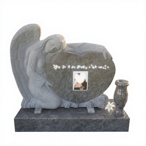 Union Stone Traditional American Carved Angel Heart Bahama Blue Granite Headstone - Product Image 3