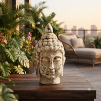 Statue de tête de Bouddha en magnésie (MGO) 31 cm (12 pouces) – Décoration de jardin vintage pour extérieur et intérieur – Prix usine – Vente en gros personnalisée