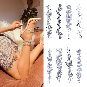 Fascia per le gambe tatuaggi temporanei <span class=keywords><strong>disegni</strong></span> floreali a farfalla vite Semi permanenti 2 settimane sbiadiscono succo sicuro inchiostro pelle amichevole - Product Image 3