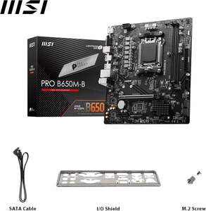 Carte mère <span class=keywords><strong>MSI</strong></span> Pro B650M-B Micro ATX, compatible avec les processeurs AMD Ryzen 7000 Series AM5 - DDR5 Memory Boost <span class=keywords><strong>6800</strong></span> + MHz/OC - Product Image 1