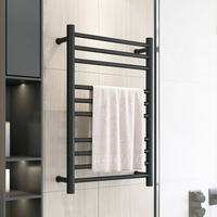 Porte-serviettes chauffant électrique mural blanc pour salle de bain avec thermostat numérique et étagère de rangement