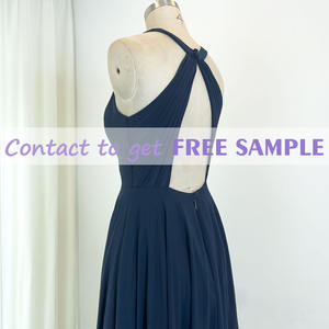 TEENYEE Moderne Dernières Robes de Demoiselle d'Honneur en Mousseline de Soie Fente Latérale Marine Foncé Col en V <span class=keywords><strong>Robe</strong></span> de Soirée <span class=keywords><strong>Robe</strong></span> Élégante - Product Image 6