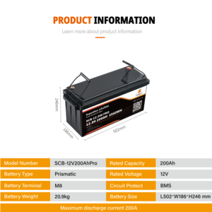 Paquetes de Baterías de Ciclo Profundo de 12V 24V 48V 200Ah con BMS, Calefacción Solar Inteligente 4.0, IP65, Garantía de 5 Años, SCB-12-100 PRO H 12v 100ah Grupo 24 L - Product Image 6