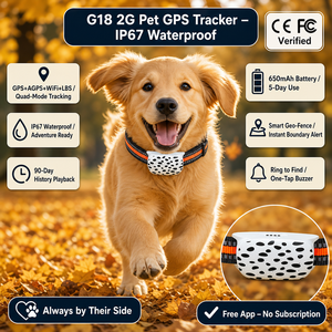 Prix d'usine, best-seller, mini traceur <span class=keywords><strong>GPS</strong></span> AGPS en plastique imperméable, <span class=keywords><strong>collier</strong></span> pour <span class=keywords><strong>chien</strong></span> et chat G18 <span class=keywords><strong>avec</strong></span> application mobile gratuite - Product Image 1