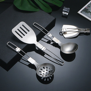 Set di Utensili da <span class=keywords><strong>Cucina</strong></span> Portatili Ultra-leggeri <span class=keywords><strong>in</strong></span> Acciaio Inox 304, Cucchiaio, Colino e Spatola Pieghevoli per Campeggio e <span class=keywords><strong>Cucina</strong></span> all'Aperto - Product Image 2