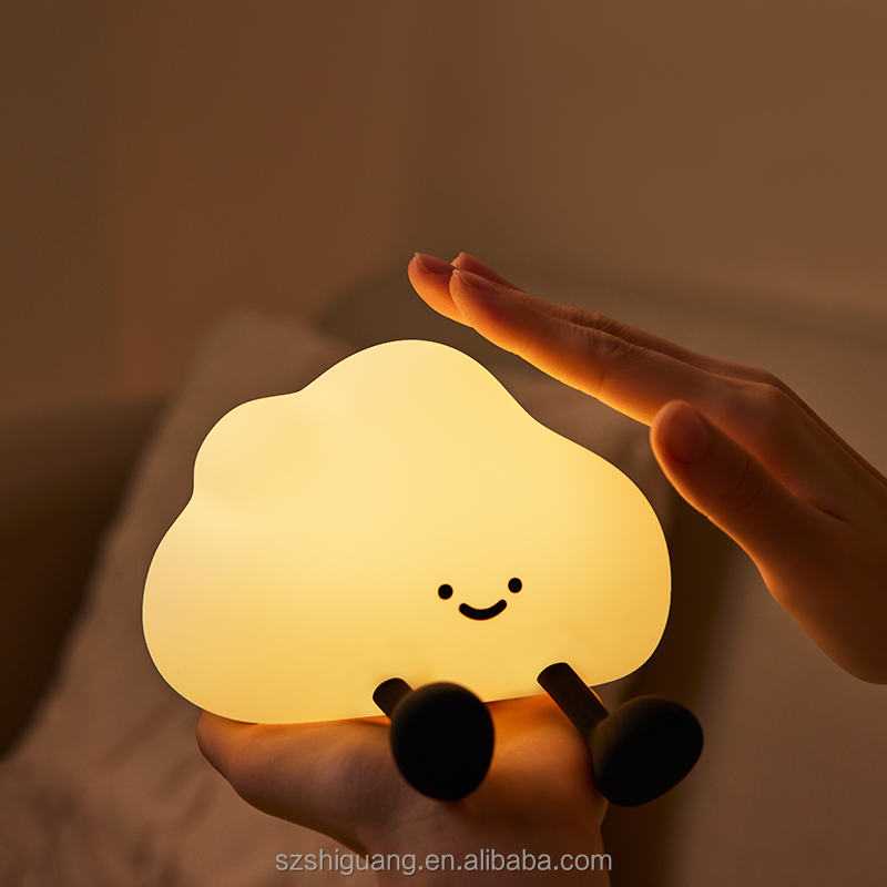 Cute Cloud Shape Led Night Light Soft Silicone Bedside Lamp Touch Table Light Desk Night Lamp for Kids Baby Girls Bedroom