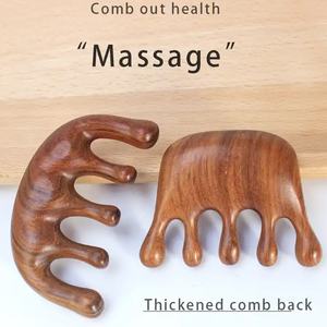 Peigne en bois de santal doré naturel Drague Méridiens et massage du cuir chevelu Design classique et à la mode Portable et durable - Product Image 4