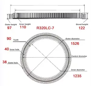 Belparts Graafmachine Zwenklagers R320-7 Schommellagerring Voor Hyundai