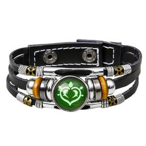 Pulsera <span class=keywords><strong>Genshin</strong></span> <span class=keywords><strong>Impact</strong></span> de siete elementos para hombre/mujer, pulsera de piel de vaca con <span class=keywords><strong>cuentas</strong></span> multicapa, brazalete de moda con ojo de piedras preciosas luminosas - Product Image 4