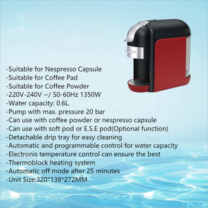 เครื่องชงกาแฟแบบแคปซูลคาปูชิโน่หลายคาปูชิโน่20bar แรงดันสูงแบบอัจฉริยะเครื่องชงกาแฟแบบผง - Product Image 3