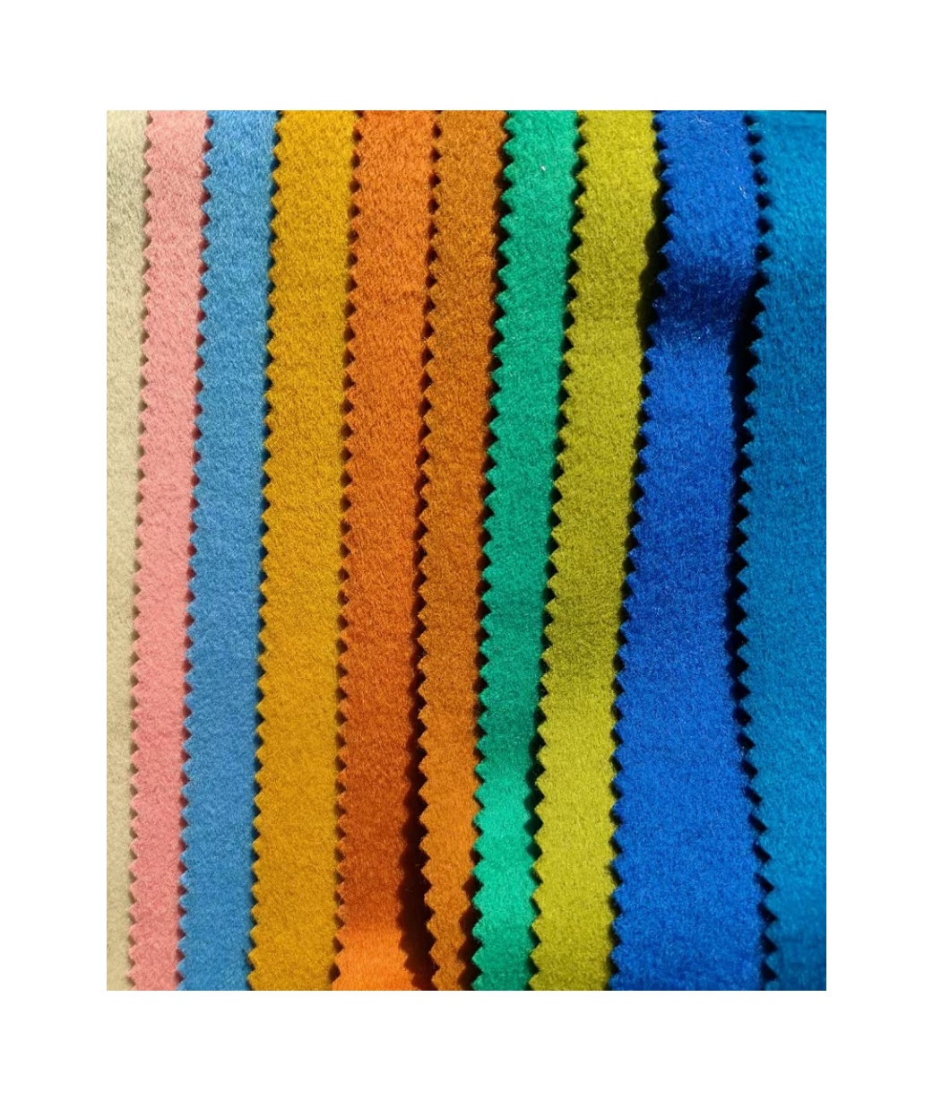 Wholesale Brush Wool Nylon Plain Multi Color Double Face Woven Fleece Fabric for Hoodie Clothing MF24001