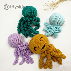 Juguete <span class=keywords><strong>Mordedor</strong></span> de Pulpo de Algodón Orgánico, Juguete de Ganchillo <span class=keywords><strong>Amigurumi</strong></span> Suave para Bebés, Juguete para Infantes - Product Image 2