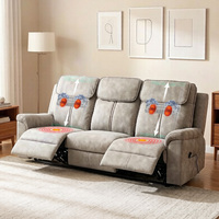 Canapé inclinable ergonomique moderne à trois places avec massage électrique, fonction de balancement et télécommande, en cuir véritable, pour salon