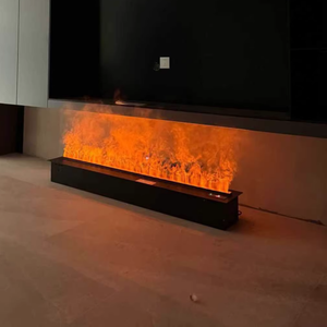 Cheminée électrique en métal de style européen, avec flamme simulée, télécommande et application, pour salon, hôtel, villa, en acier inoxydable - Product Image 5