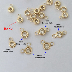 고품질 14k 금은 팔찌 만들기를 위한 두 배 구멍 편평한 뒤 지르콘 매력 펜던트를 채웠습니다 - Product Image 6