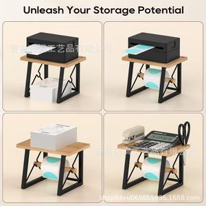 Label Printer Stand Wooden <b>Desktop</b> With Paper Roll Holder For Printers Office Multifunction <b>Shelf</b> - Product Image 5