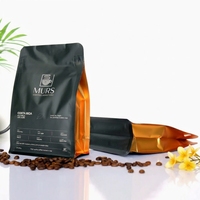 Pochette à café personnalisée avec valve de dégazage et fermeture éclair refermable