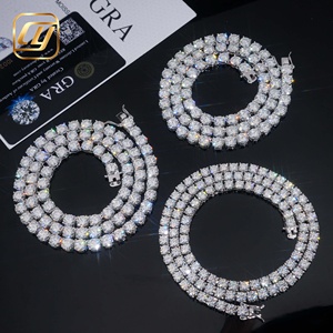 Collier Chaîne Tennis Classique en Argent S925 Plaqué Rhodium avec Moissanite Taille Ronde Brillante, Plusieurs Tailles Disponibles pour Femme, Expédition Rapide, Prêt à Expédier - Product Image 6