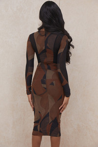 Abiti primavera del 2021 Trend <span class=keywords><strong>di</strong></span> <span class=keywords><strong>Abbigliamento</strong></span> Delle Signore Vestito Lungo Marrone Della Stampa Delle Donne del Vestito Elegante - Product Image 6